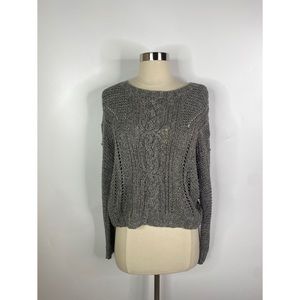 .Vince Knitted by Hand Cotton Blend Cableknit Long Sleeve Sweater